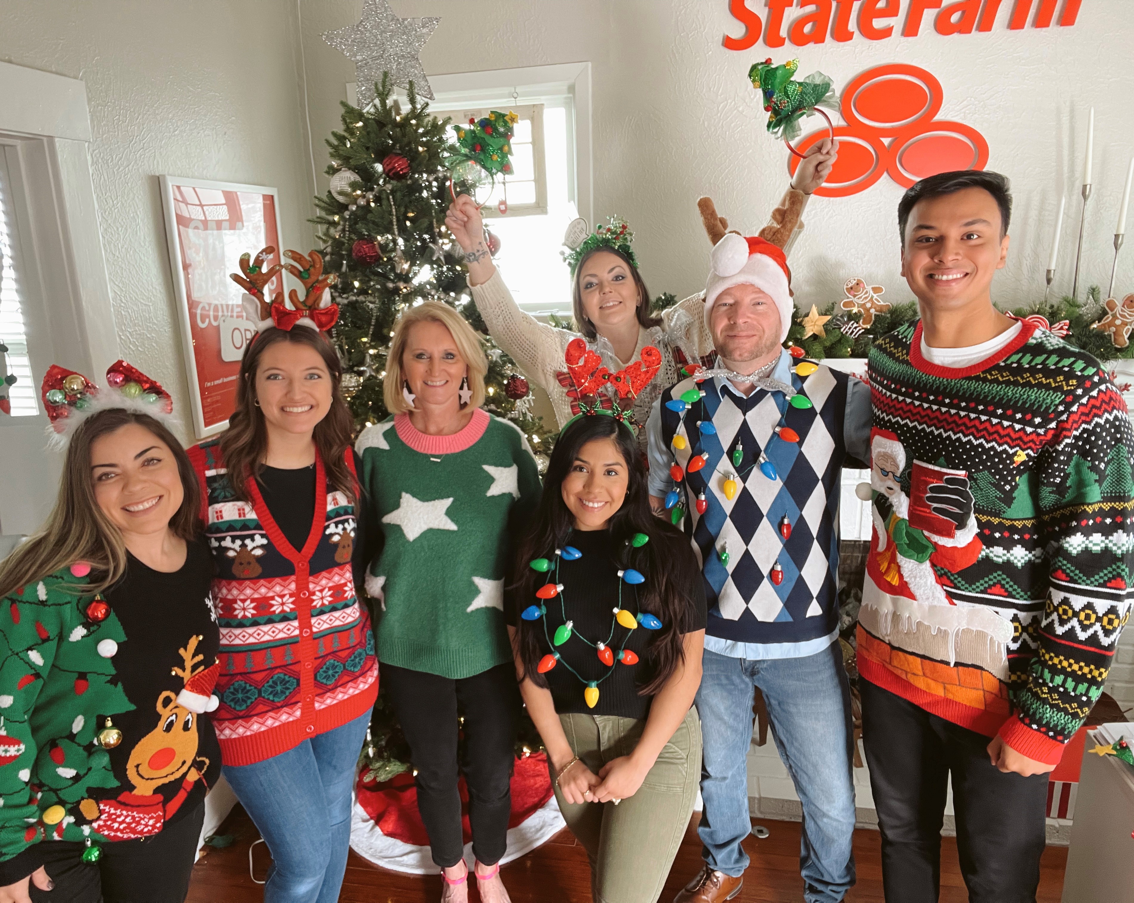 National Ugly Sweater Day at Jeri McKinley State Farm Insurance Office!
