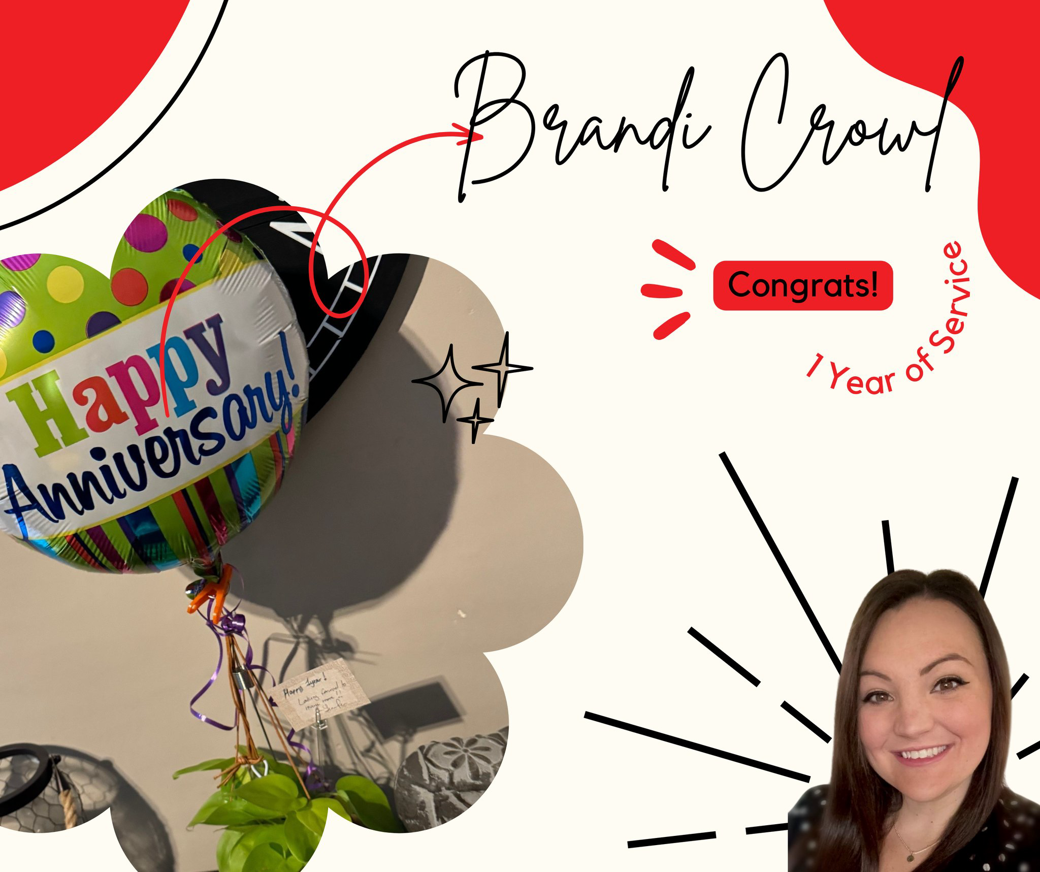 We recently celebrated Brandi's one-year work anniversary! She's always got a smile, is always willing to help, and has helped our little office grow tremendously. Thank you, Brandi!