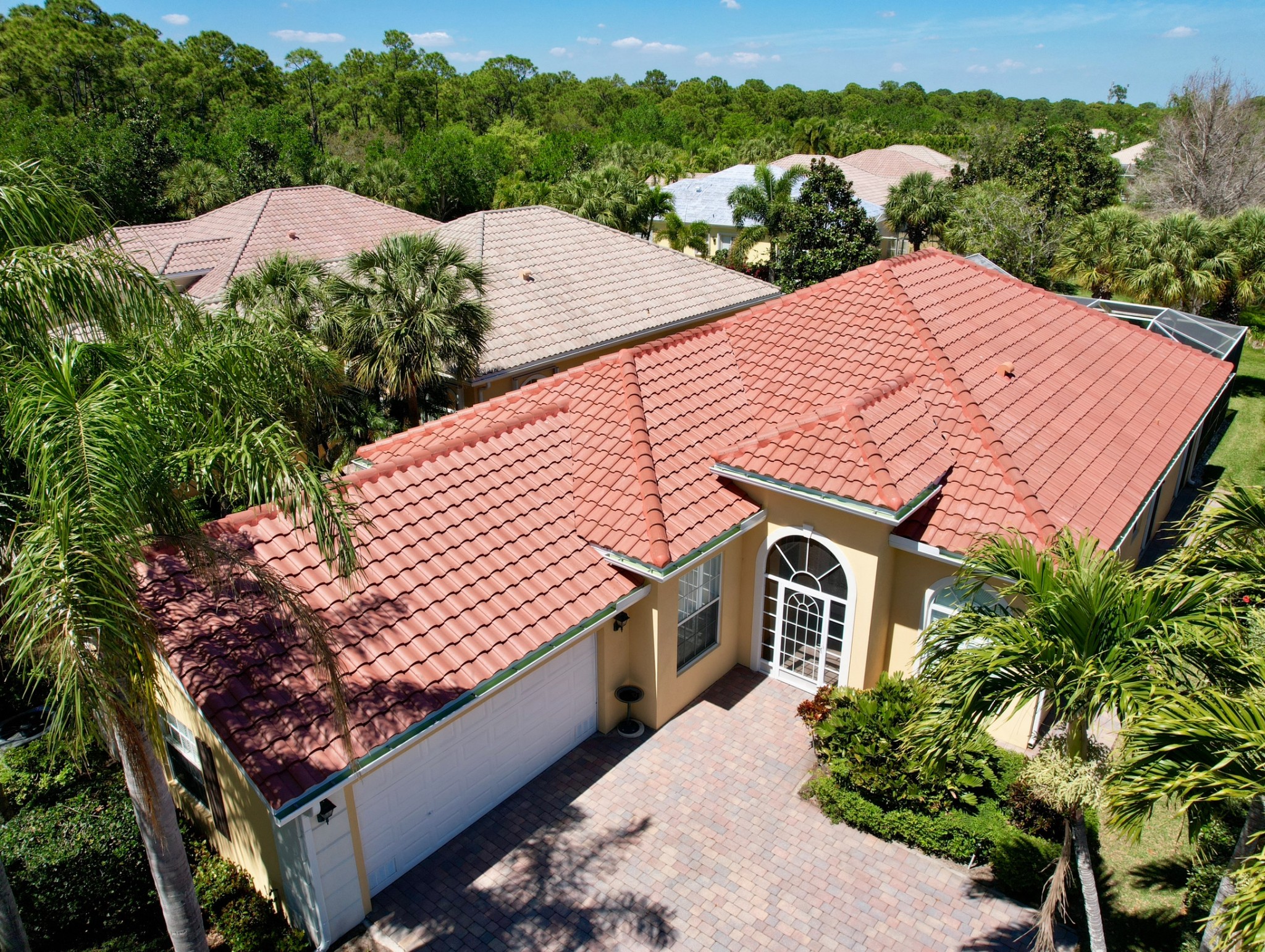 We replaced this roof and installed a barrel tile from Eagle called Terracambra Range.