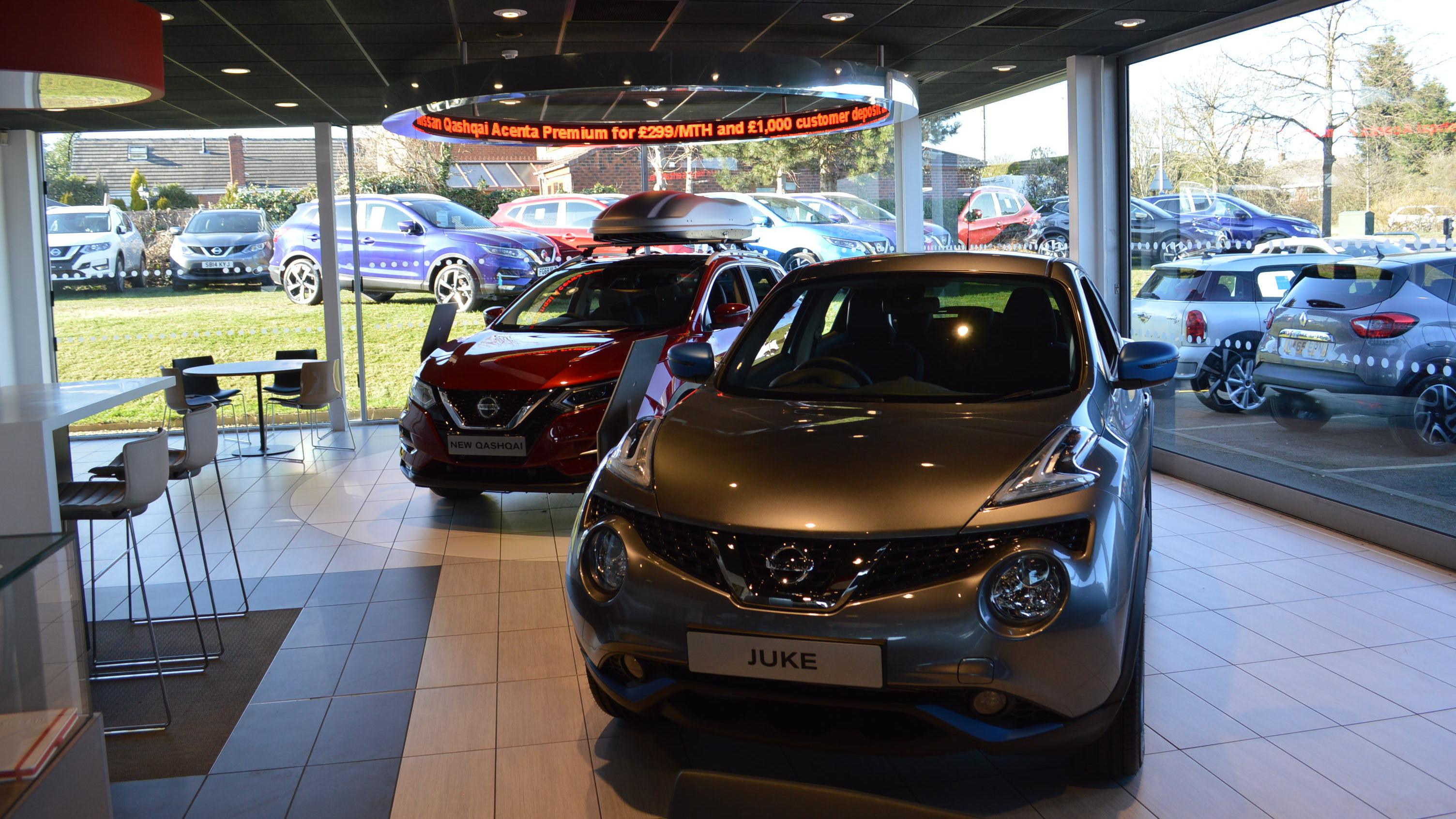 Inside the Nissan Mansfield dealership Evans Halshaw Mansfield Nissan Authorised Repairer & Used Car Centre Mansfield 01623 787878