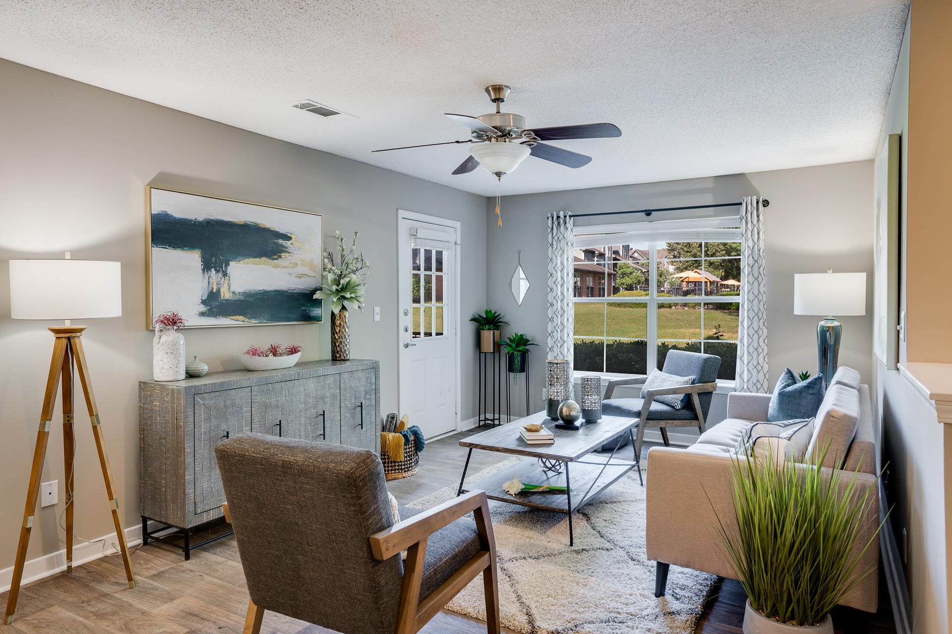 Spacious Living Room With Wood-Style Flooring