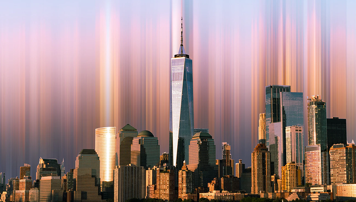 Graphic picture of a city skyline.