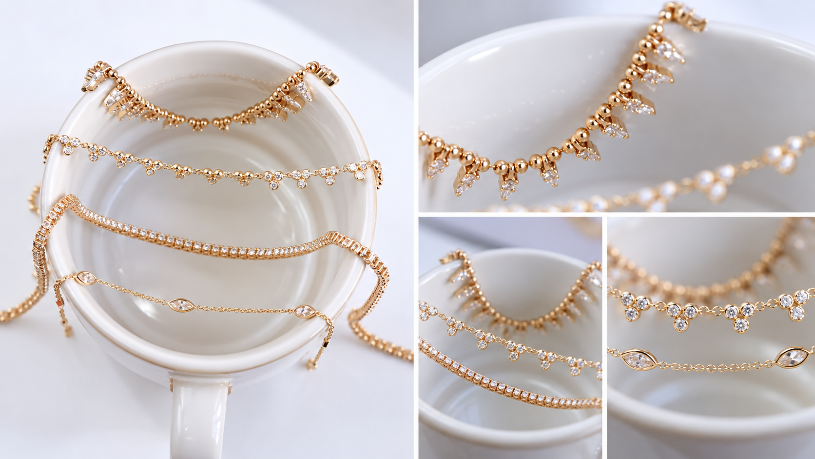 Coffee for the body, diamonds for the soul. Explore yellow gold jewelry with sparkling diamond details, from graceful station necklaces to eye-catching pendant styles made for easy, everyday layering.