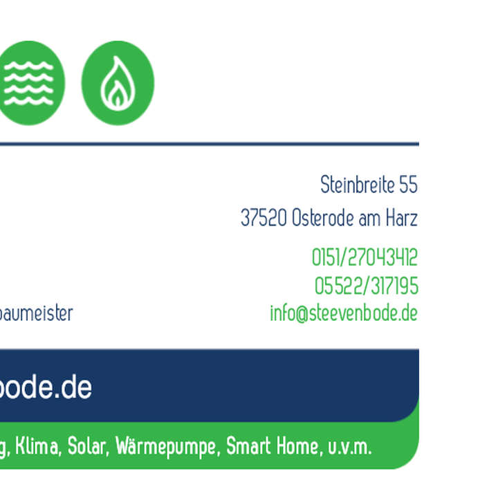 Installateur und Heizungsbaumeister Steeven Bode, Unterdorf 60 in Osterode Am Harz