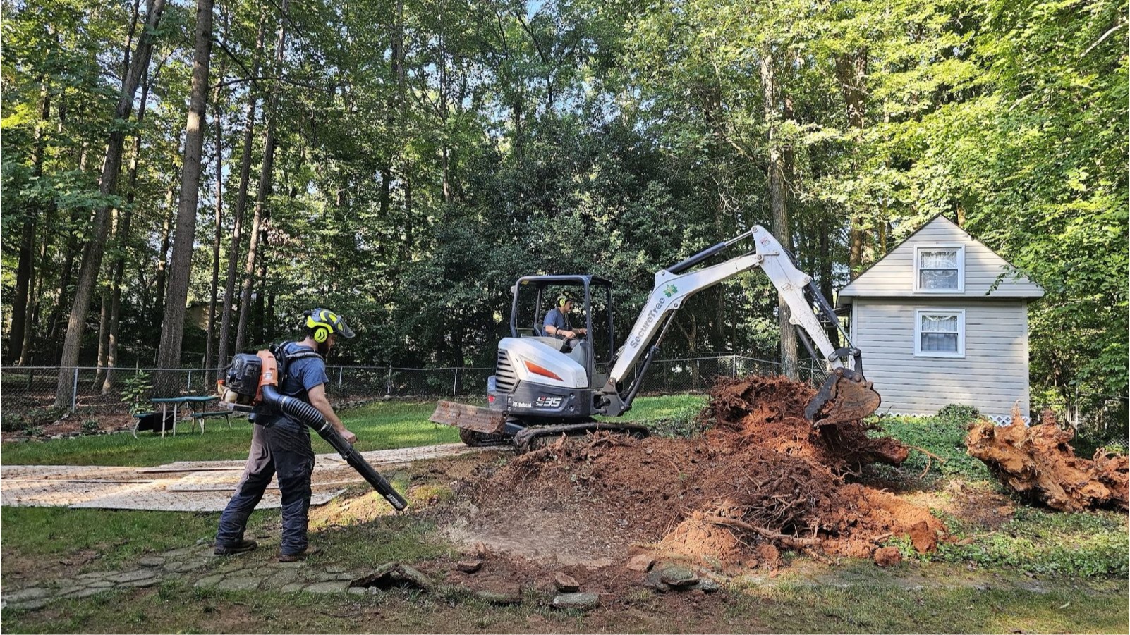 Stump grinding and yard cleanup after a tree removal