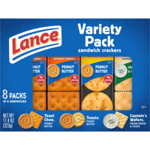 Lance Sandwich Crackers, Variety Pack, 3 Flavors, 8 Individually Wrapped Packs, 6 Sandwiches Each featured image