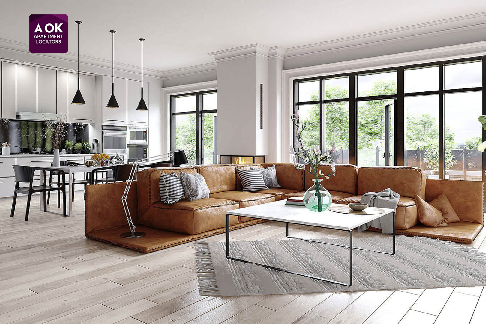Bright and spacious apartment with an open-concept design.