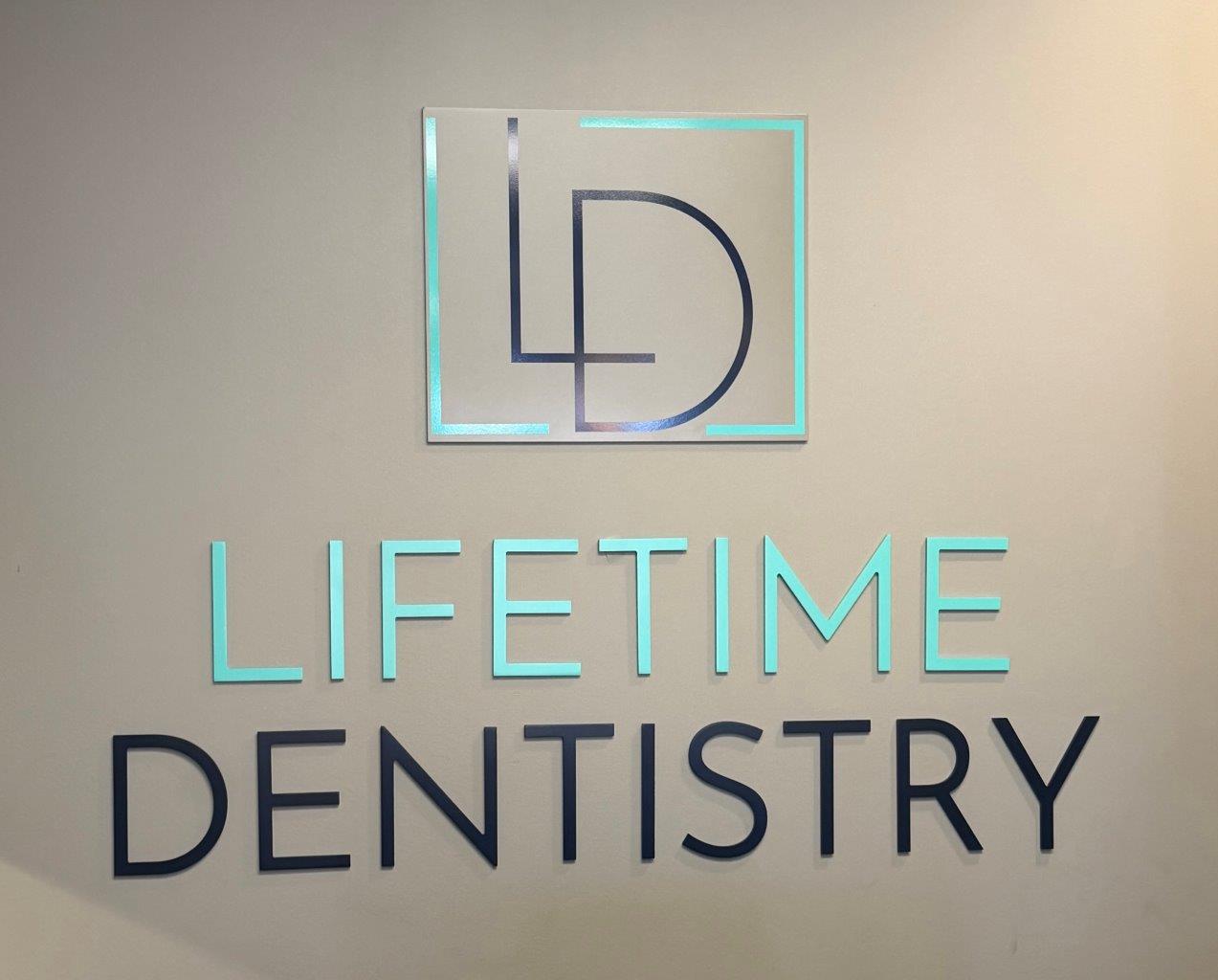 Office sign, Lifetime Dentistry. Dentist in St Peters, MO. 