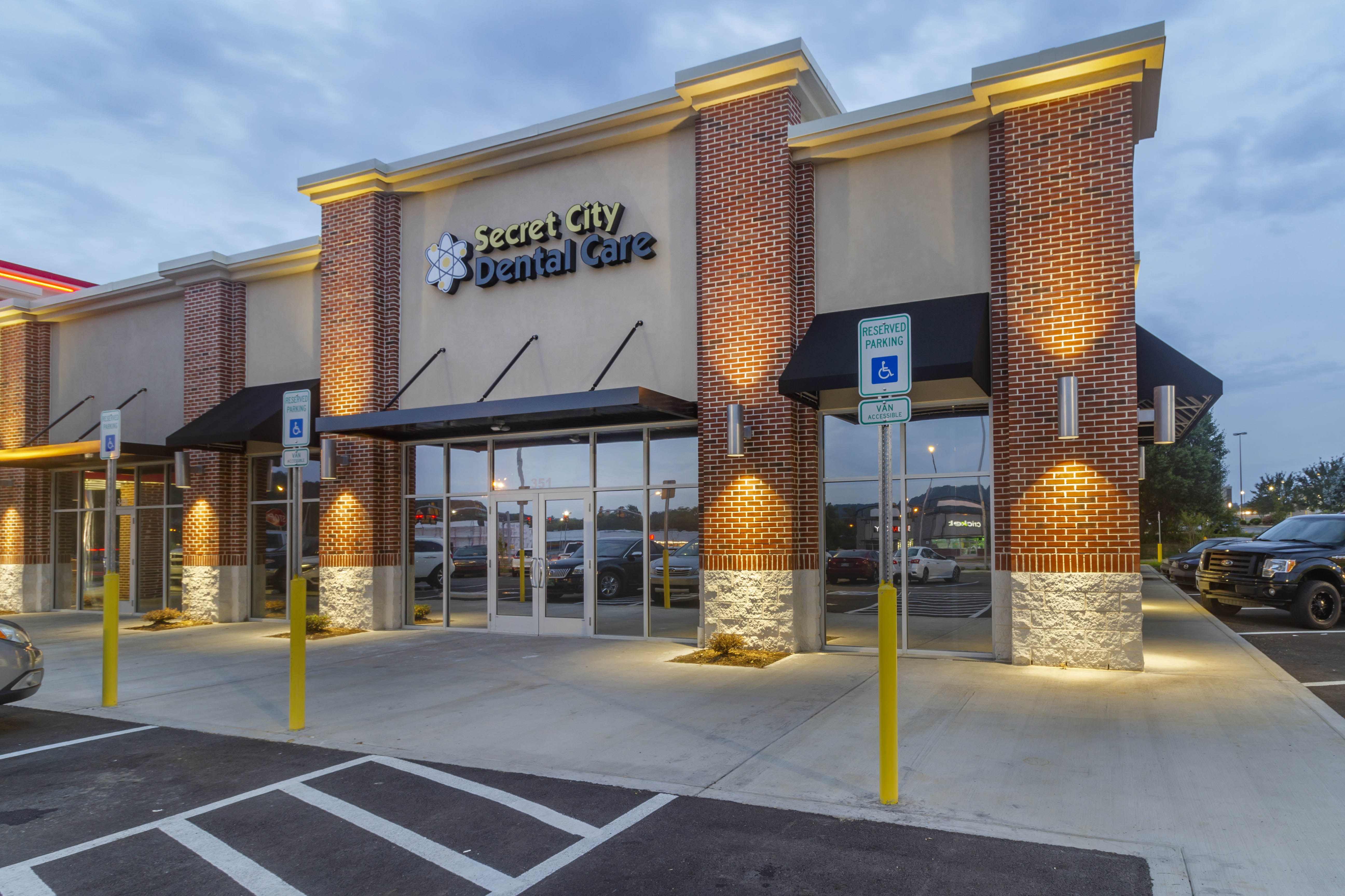 Front of office, Secret City Dental Care. Dentist in Oak Ridge, TN. 