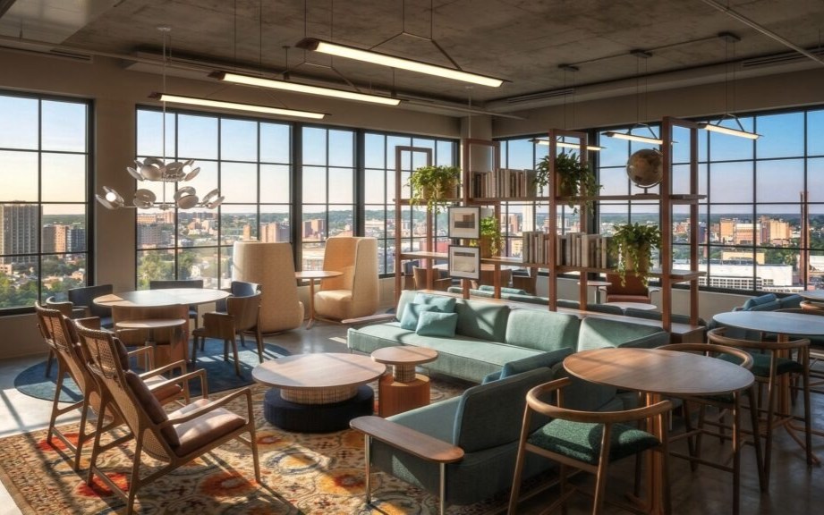Full Coworking & Library Floor Plus Private Study Rooms, Meeting Rooms & Work Suites
