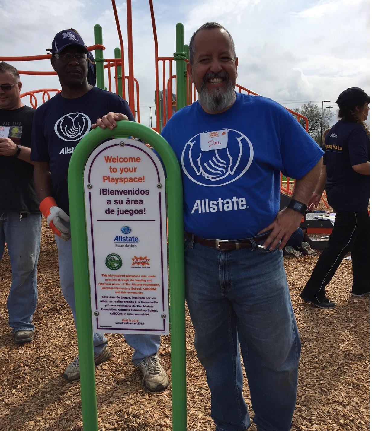 Agent Sal Ortiz, along with fellow Allstater's setting up a playground at an elementary school in Pa Sal Ortiz: Allstate Insurance Houston (281)581-1001