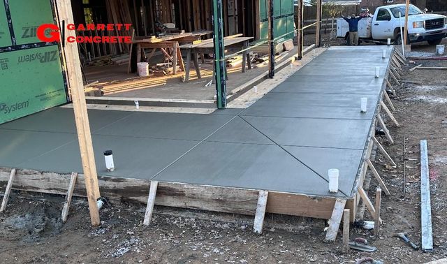 broom finish concrete patio addition