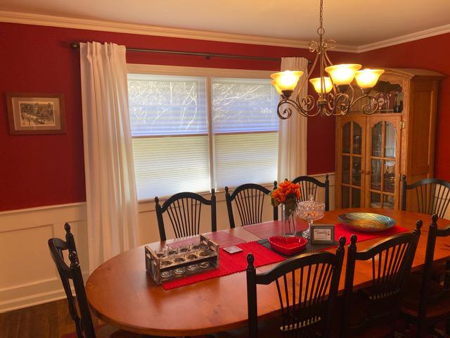 Our Drapery Panels add to the elegance of this dining room in Ossining, New York, making it the perfect location to enjoy a delicious meal with your family.