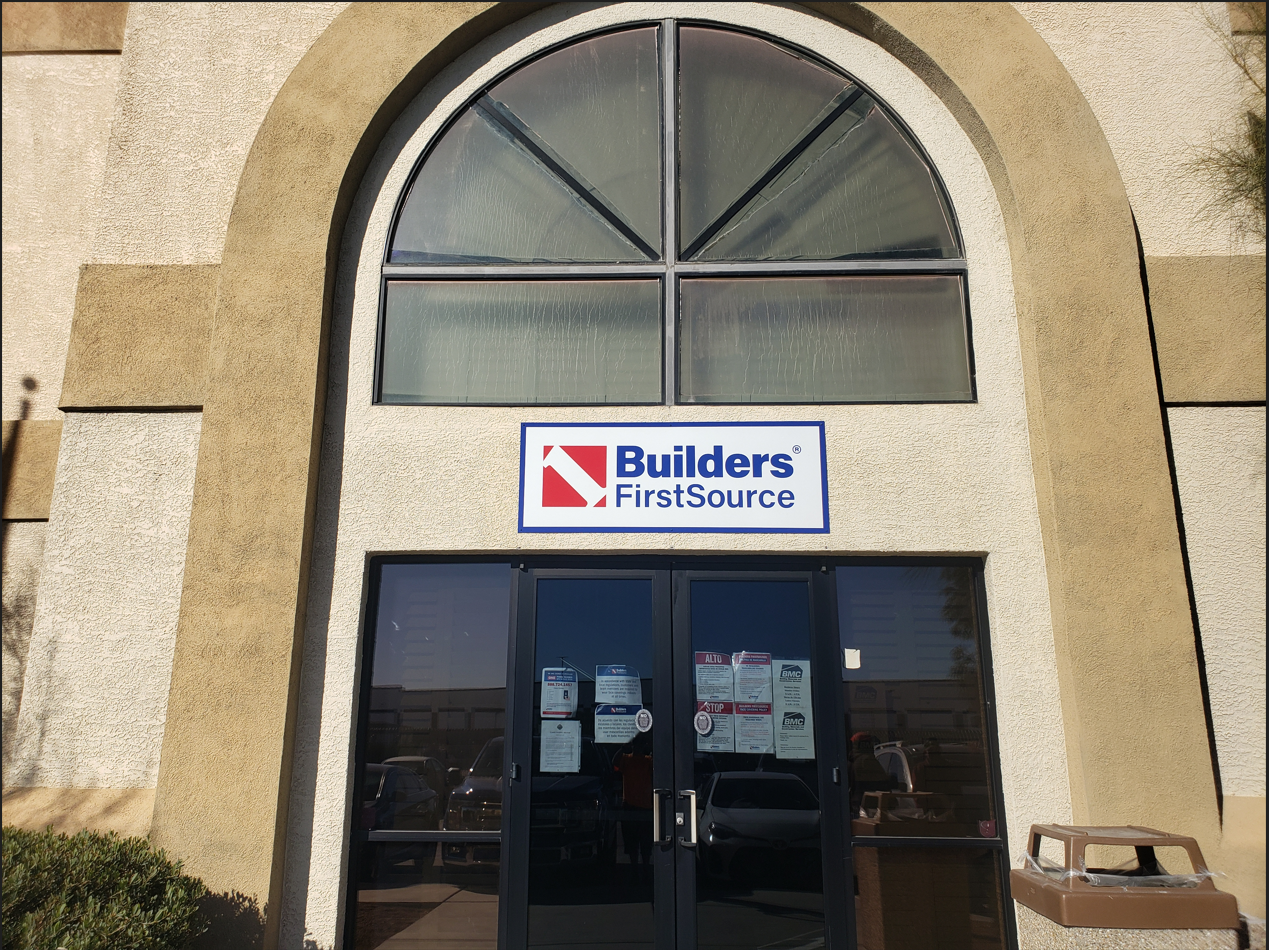 Builders FirstSource building supplier front entrance in Las Vegas, NV.