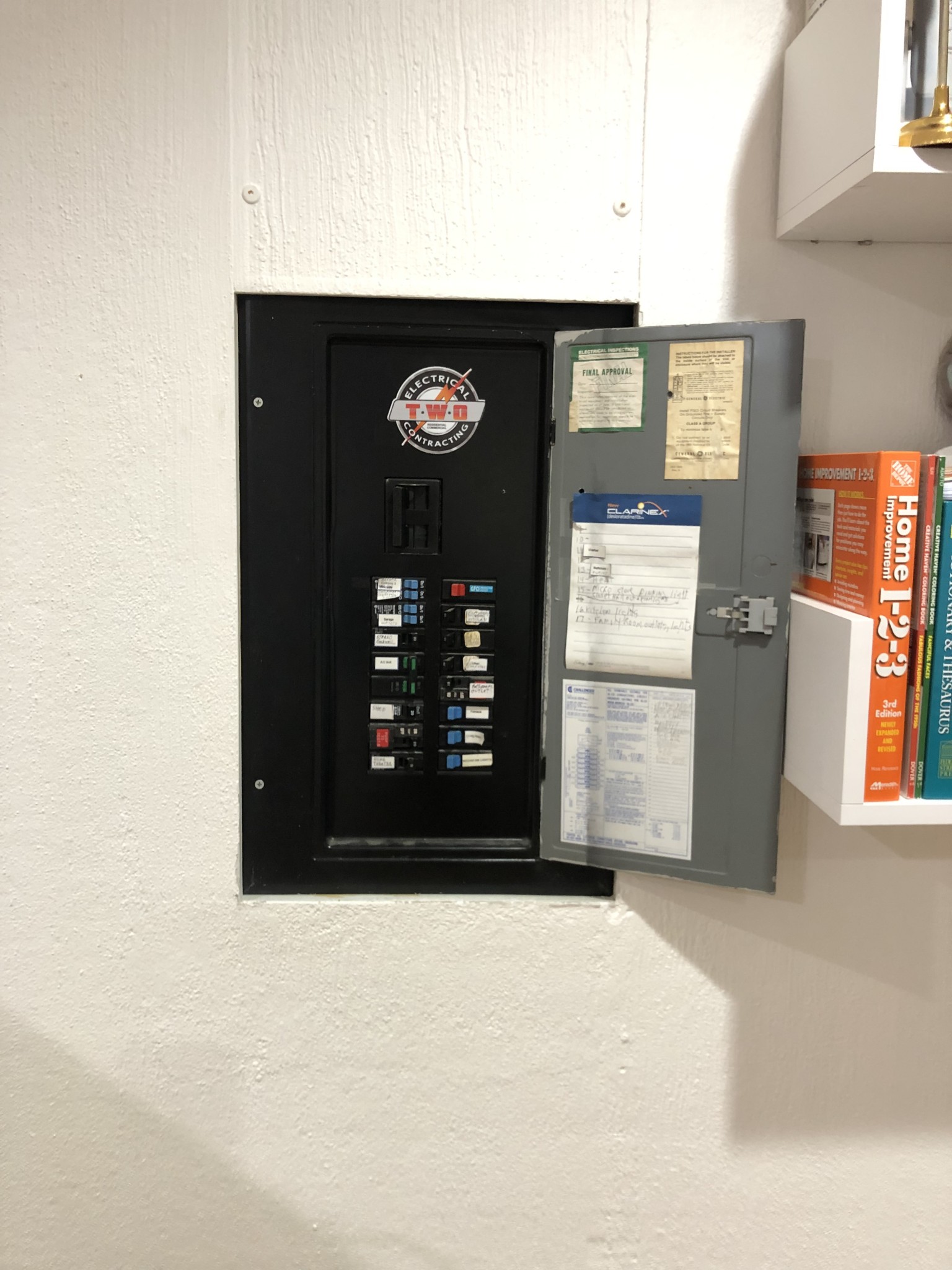 Sunday evening electrical service call. Partial electrical outage in several rooms. We responded within an hour. Electrical issue was a copper conductor never properly terminated to the breaker. We corrected the electrical problem and power fully restored. The client was floored!