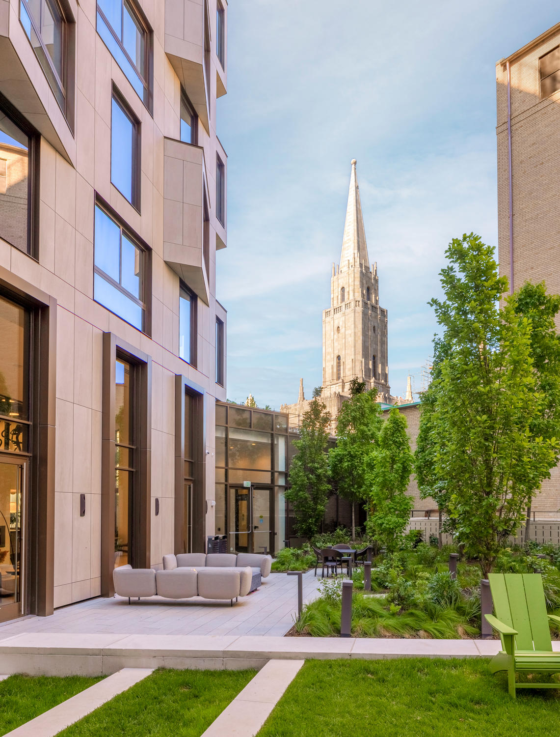 Secluded private courtyard with lush greenery