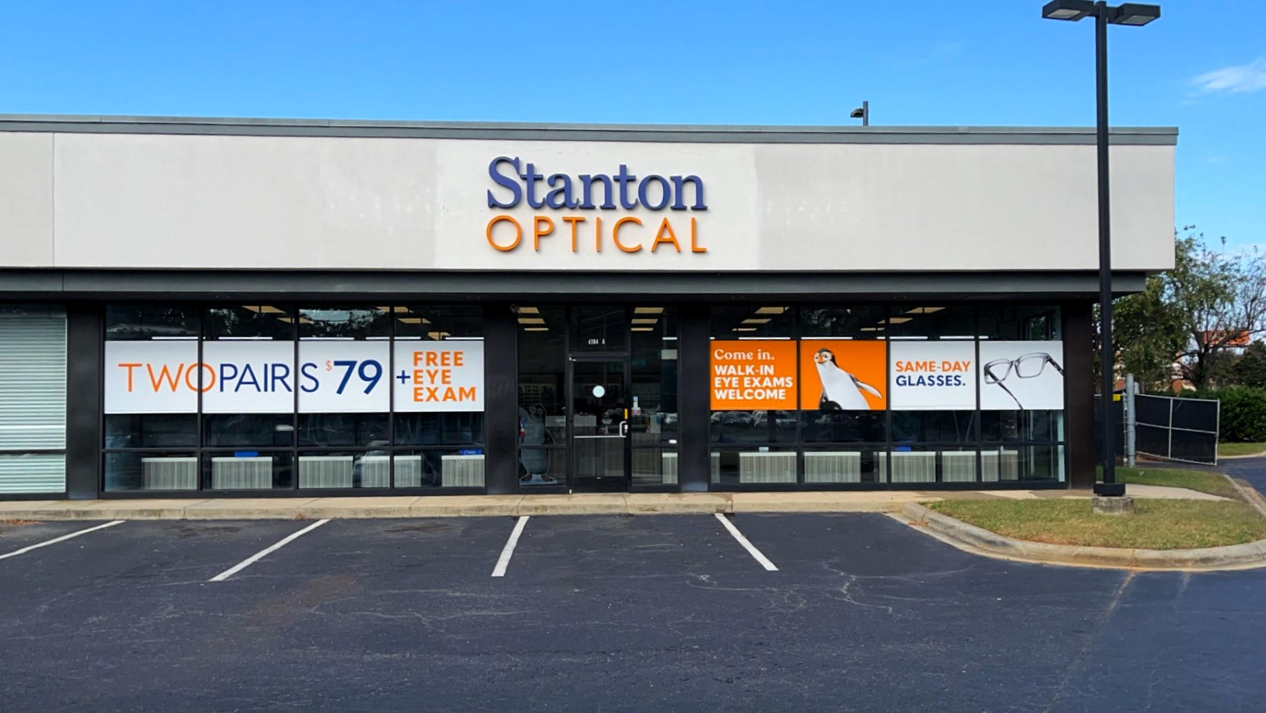 Storefront at Stanton Optical store in South Charlotte, NC 28217