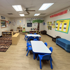 Bright and colorful preschool classroom at Childcare Network with age-appropriate learning materials