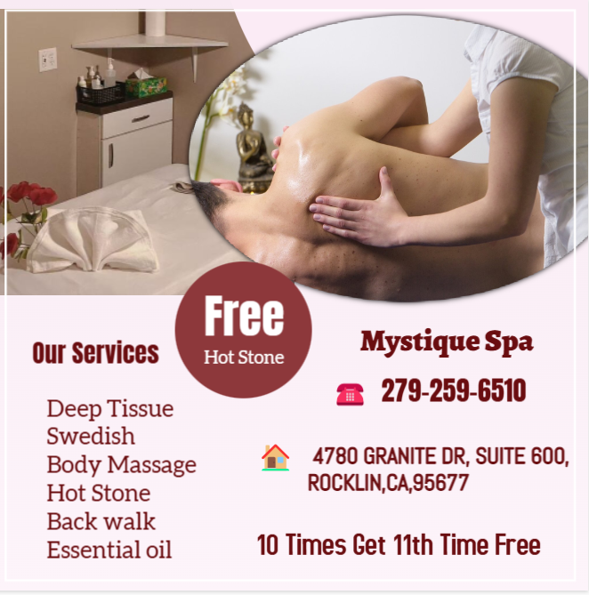 Massage techniques are commonly applied with hands, fingers,
elbows, knees, forearms, feet, or a device.
The purpose of massage is generally for the treatment of
body stress or pain.