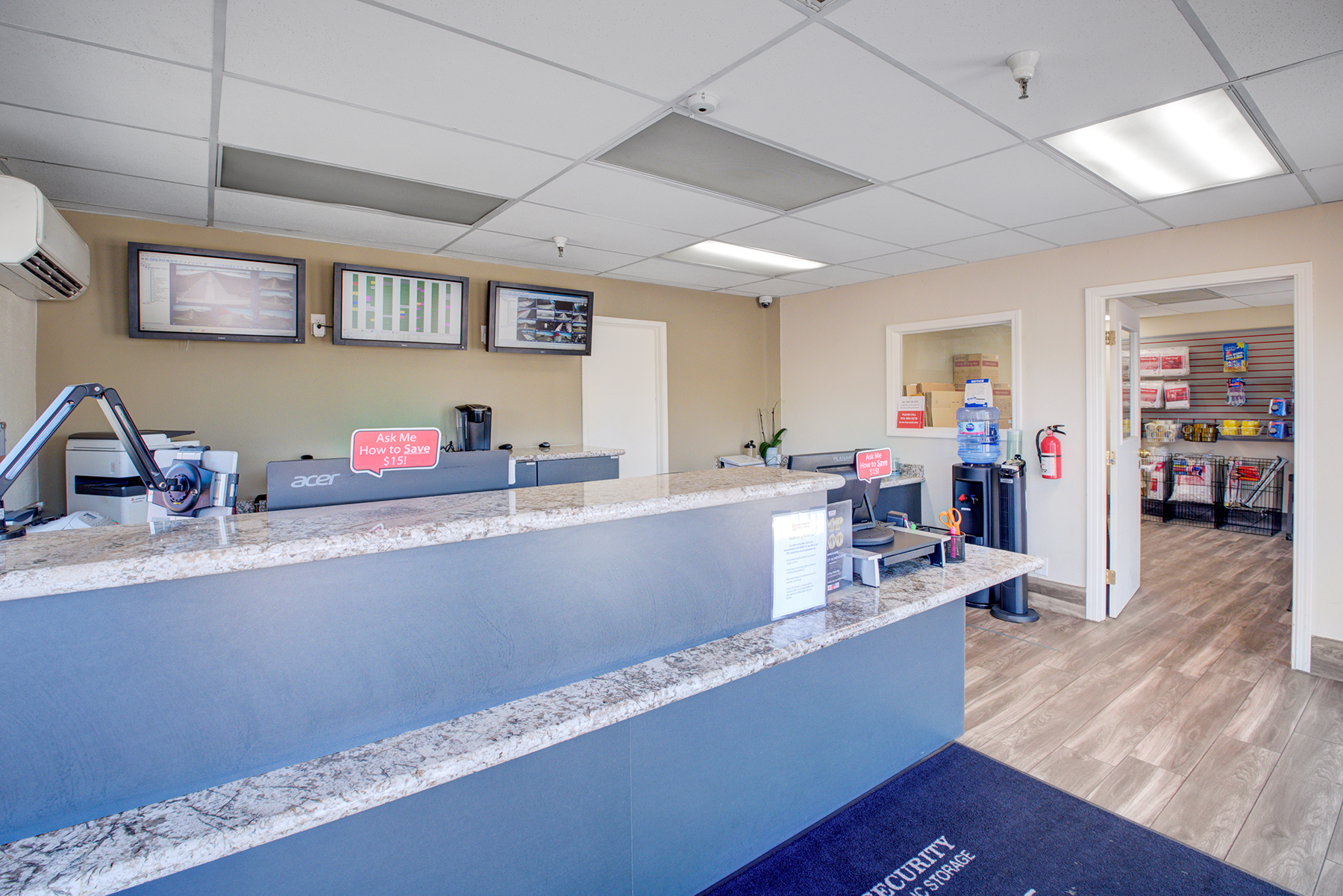 The front office at Security Public Storage at Power Inn Rd.