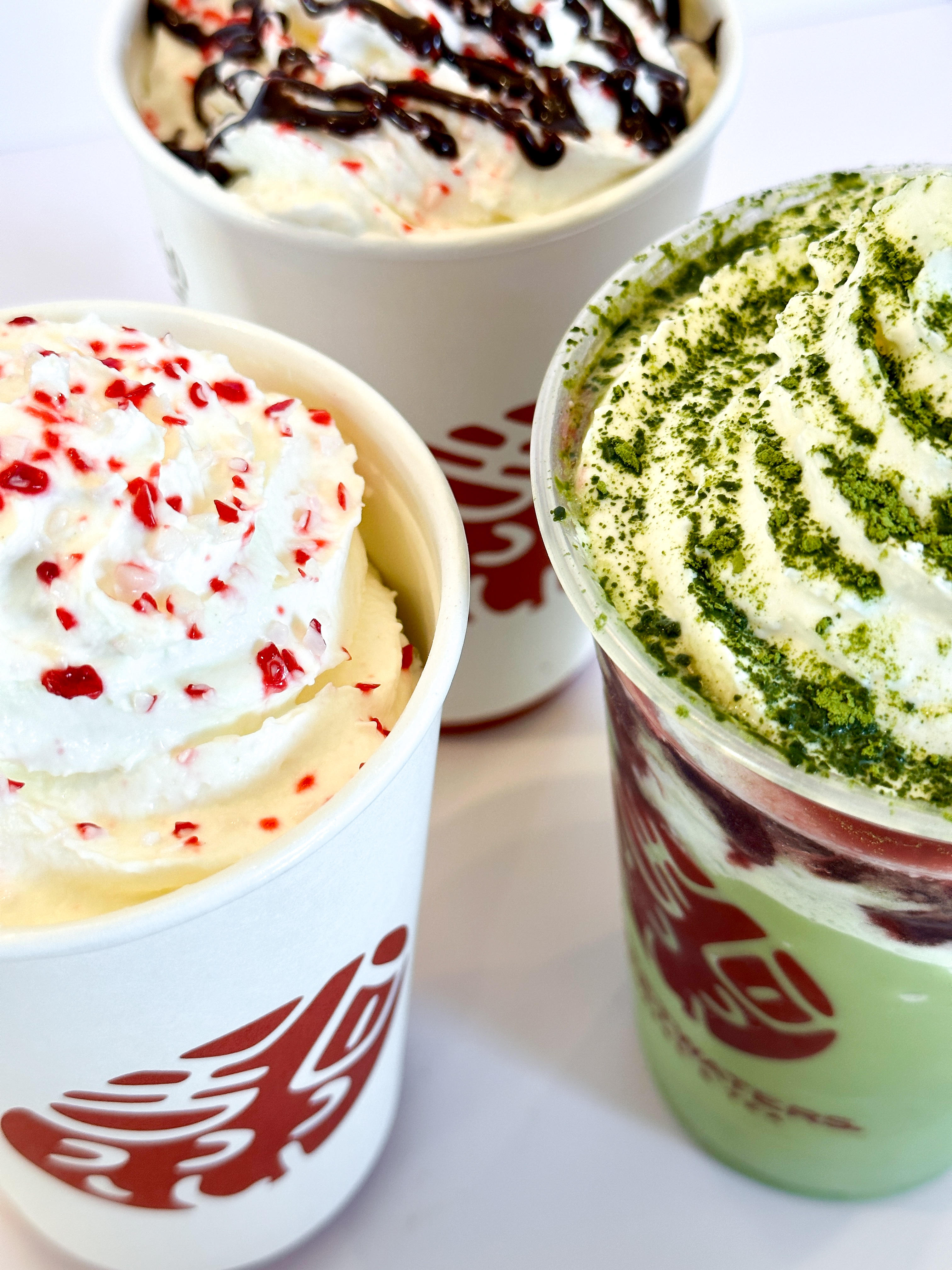 Limited Edition Holiday Drinks! Ft Peppy Bark Mocha, Let it Snow Latte, and Mistletoe Matcha.