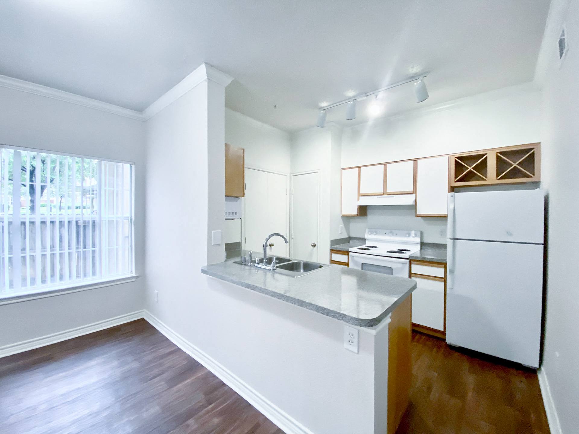 Interior kitchen with white cabinetry