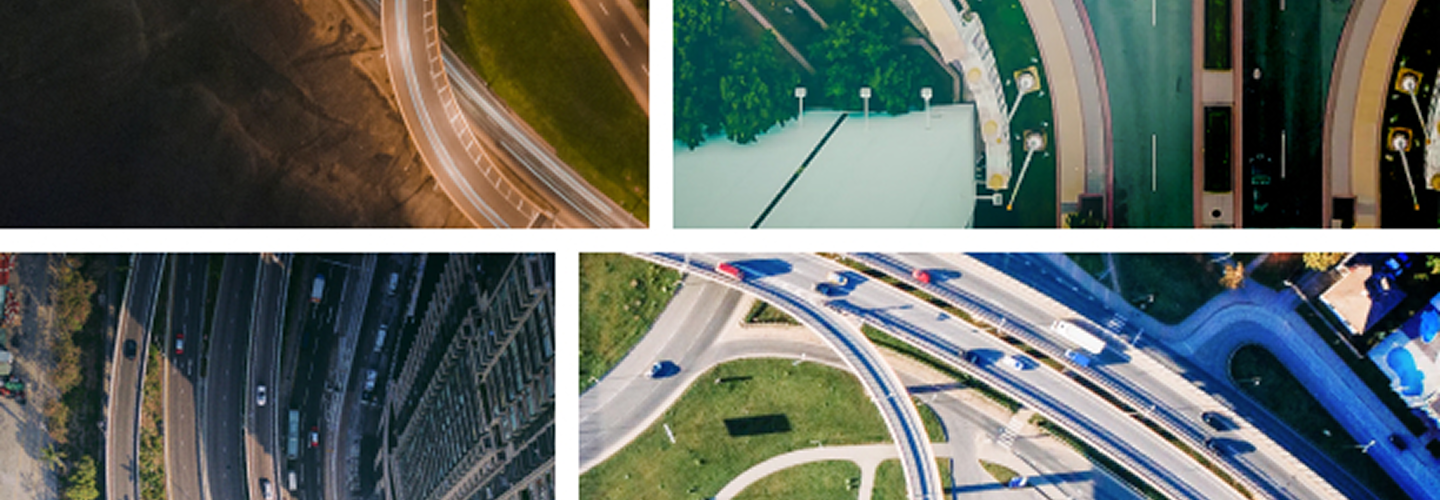 A collage of aerial views of highways.