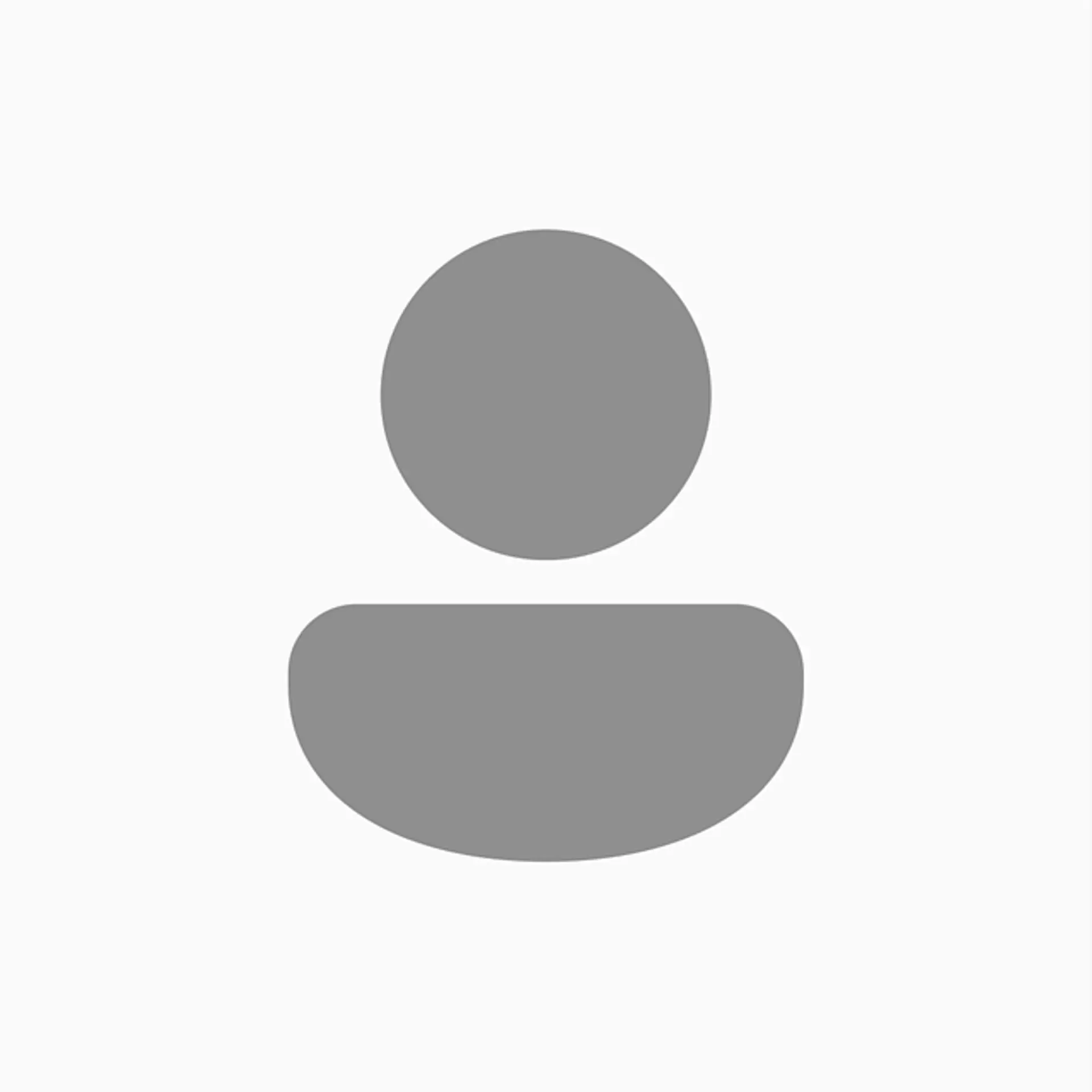 A generic, minimalist profile picture icon featuring a grey silhouette of a person. The icon consists of a circle representing a head placed above a rounded rectangular shape representing a body. The background is a solid light grey.