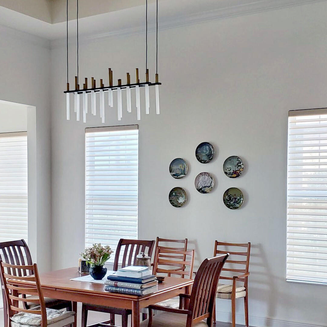 Get the classic look with all the benefits!  Window shadings allow a tailored, precise fit to any window creating the perfect look for any room. Adjusting the vanes diffuses harsh sunlight and creates beautiful ambient light throughout your home. Close the vanes to soften sunlight and get more priva