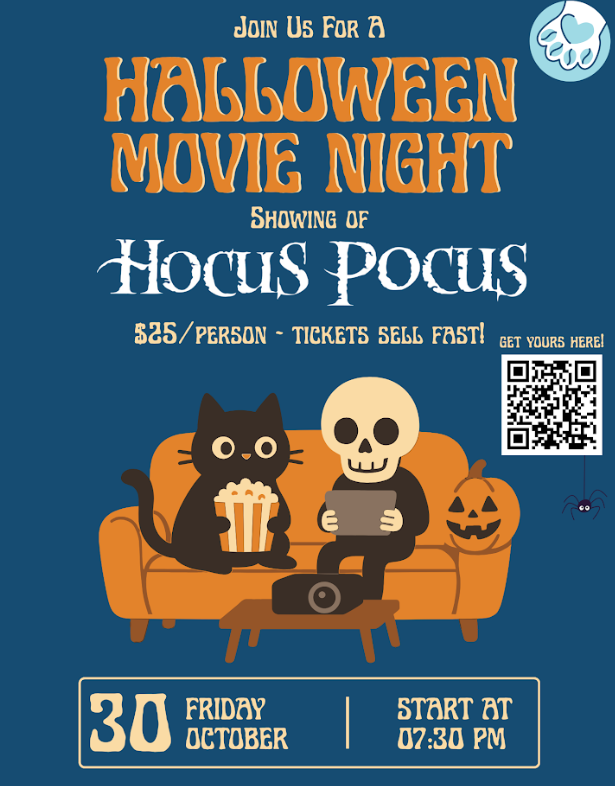 Join Bertha's Beans Cat Cafe for Halloween Movie Night featuring Hocus Pocus on Friday October 30 at 