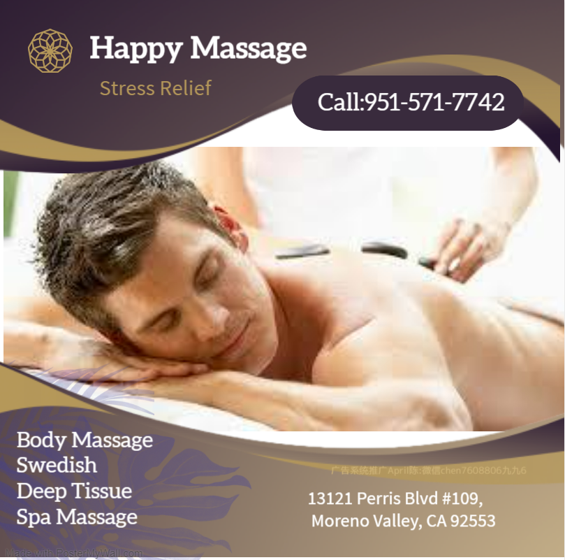 As Licensed massage professionals, my intention is to provide quality care, 
inspire others toward b Happy Massage Moreno Valley (951)571-7742