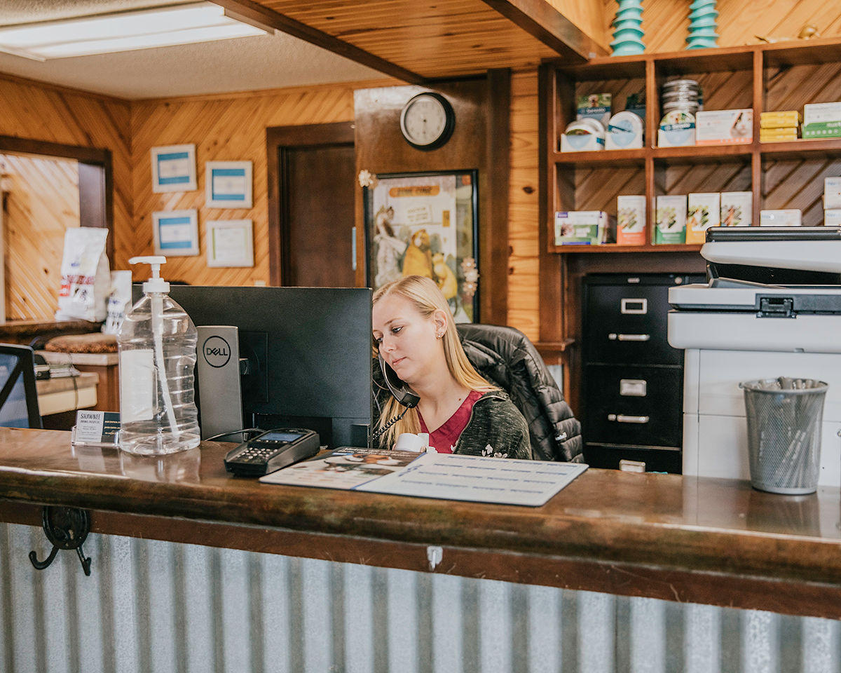 The front office team at Wewoka Animal Hospital keeps our hospital team organized and ready for daily appointments.