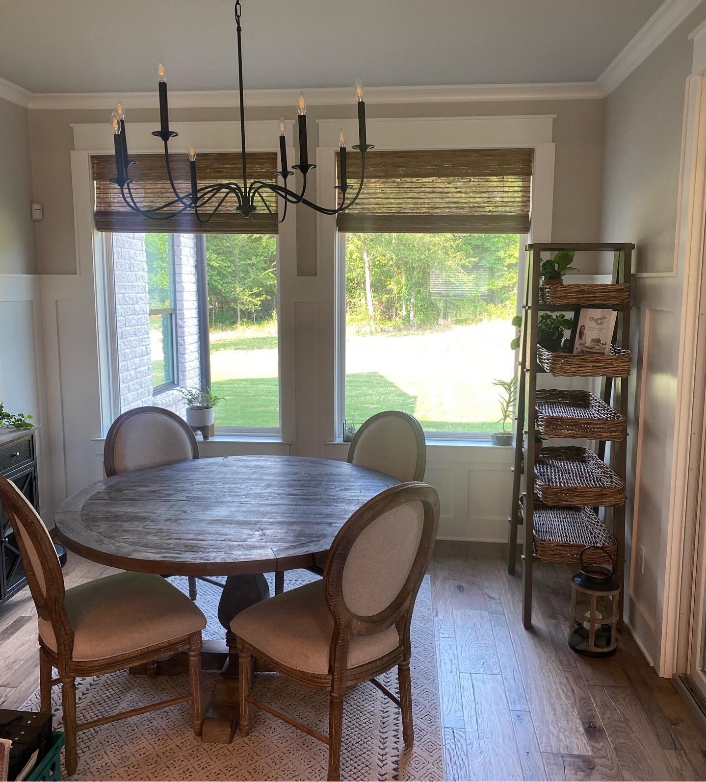 Another successful window treatment install. Our team at Budget Blinds of Rockwall, Terrell, and Greenville are blown away with how gorgeous the woven wood shades look in our client's dining room in Wills Point, TX.