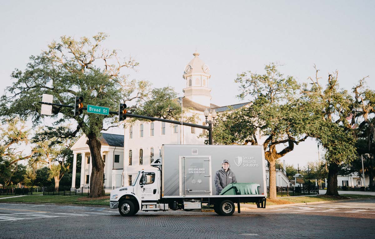 SRS mobile shredding truck out on the town