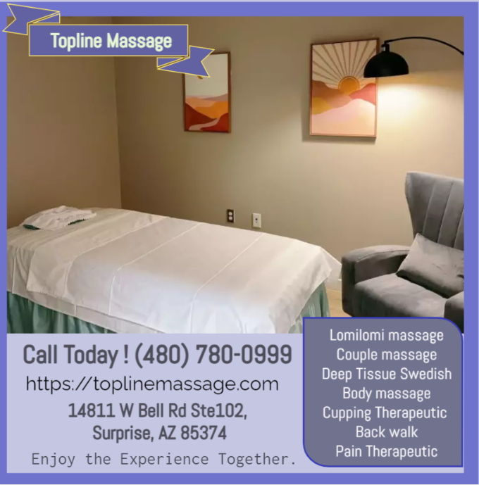 Whether it's stress, physical recovery, or a long day at work, Topline Massage has helped many clients relax in the comfort of our quiet & comfortable rooms with calming music.