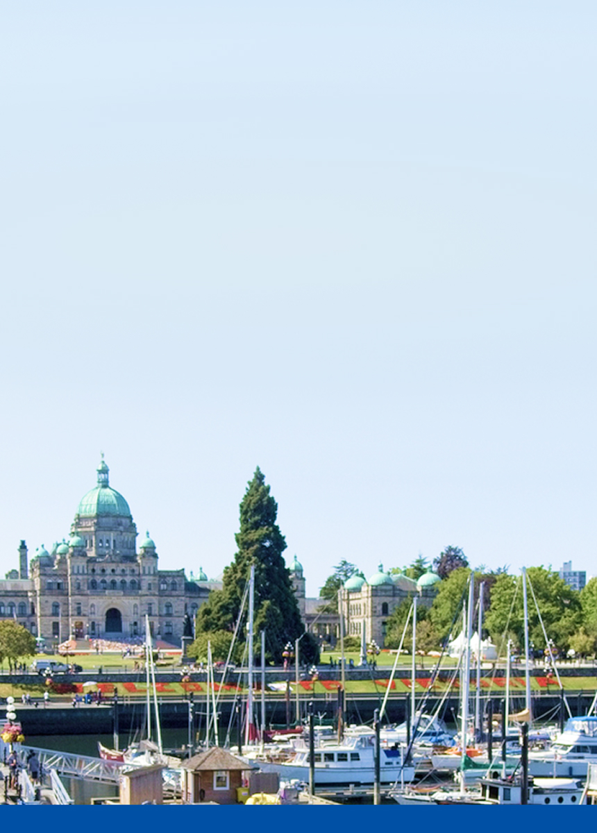 View of the BC Legislative Building and surrounding sights as seen from Victoria Harbour.