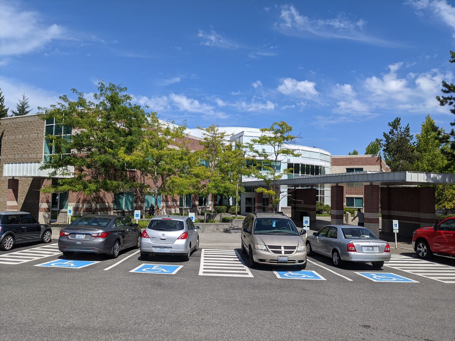 Parking, including handicap stalls, at Providence MIll Creek Walk-in Clinic.