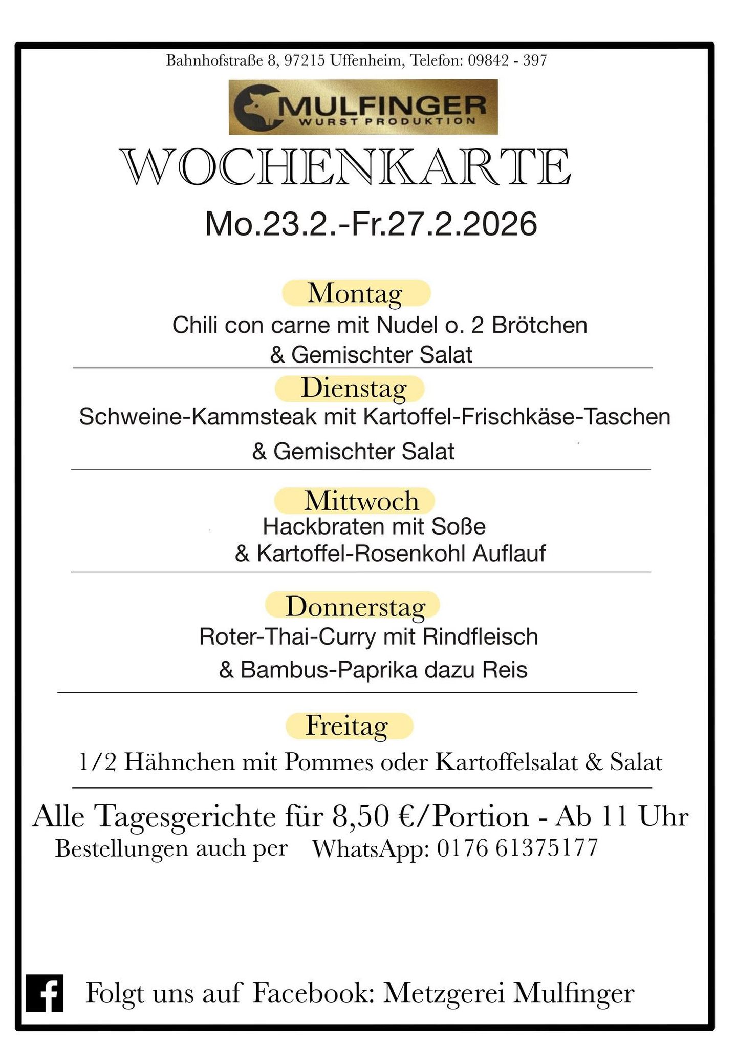 Metzgerei Dürr Inh. Friedrich Mulfinger, Bahnhofstr. 8 in Uffenheim