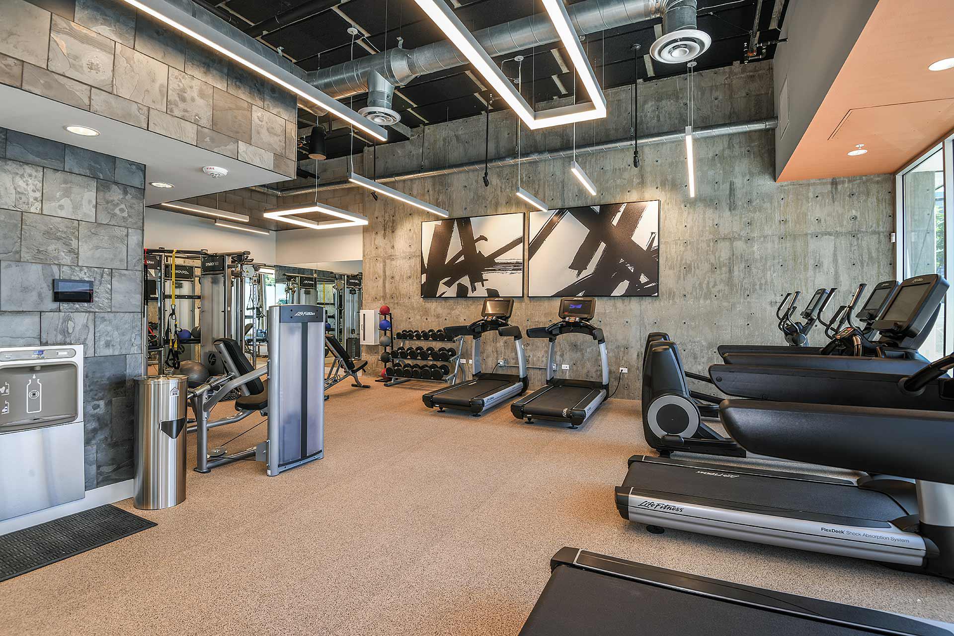 Professional Fitness Center at F11 East Village Luxury Apartments in downtown San Diego, CA