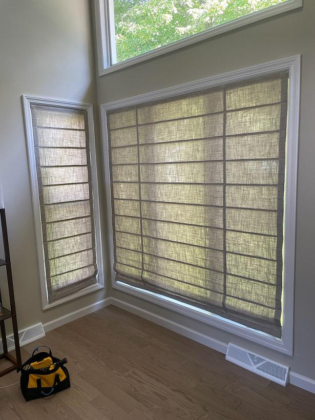 Looking for something textural that provides a lot of light filtration? Try our Roman Shades! You can see them featured here in this Latham home!