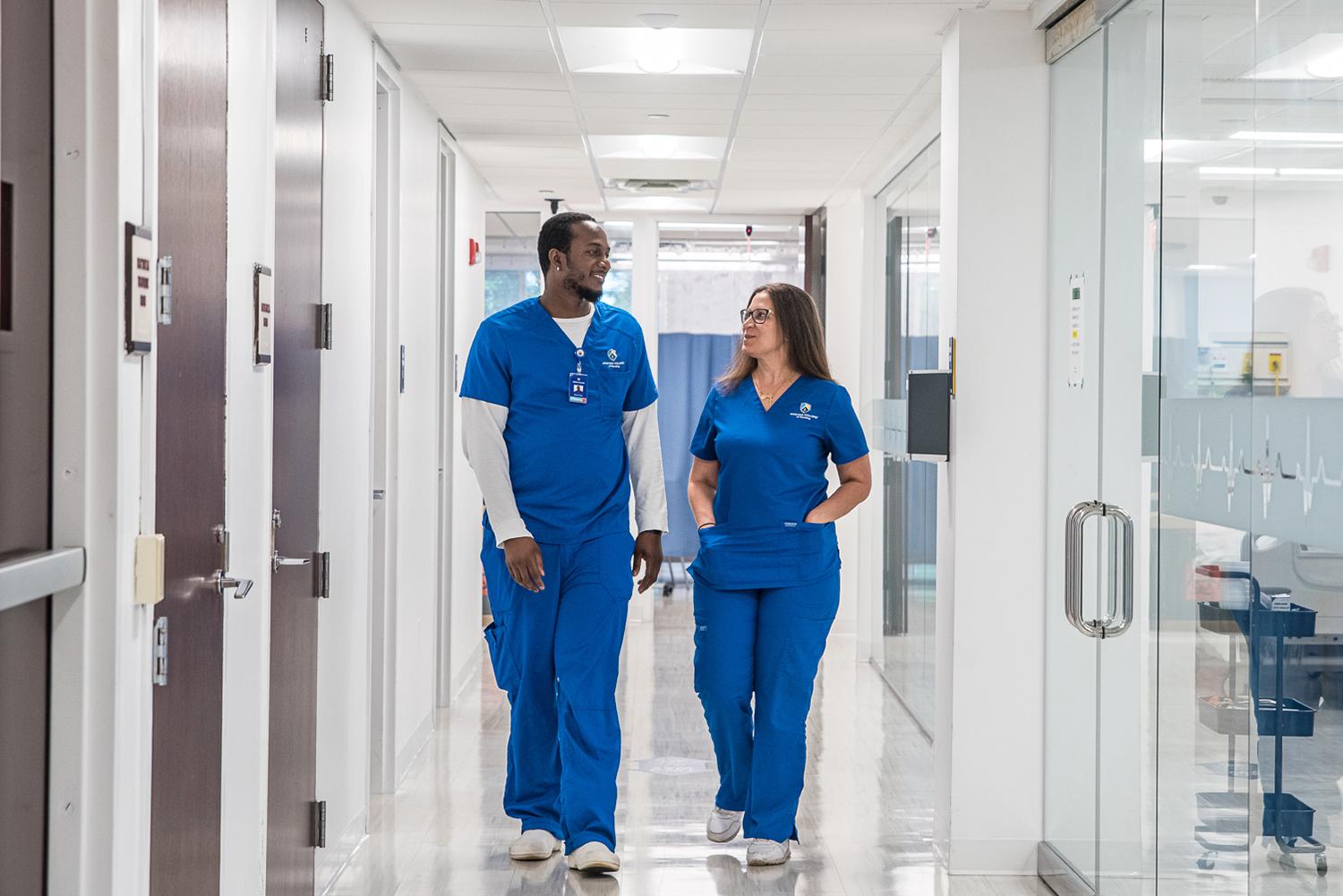 Nursing college students on campus at Arizona College of Nursing.
