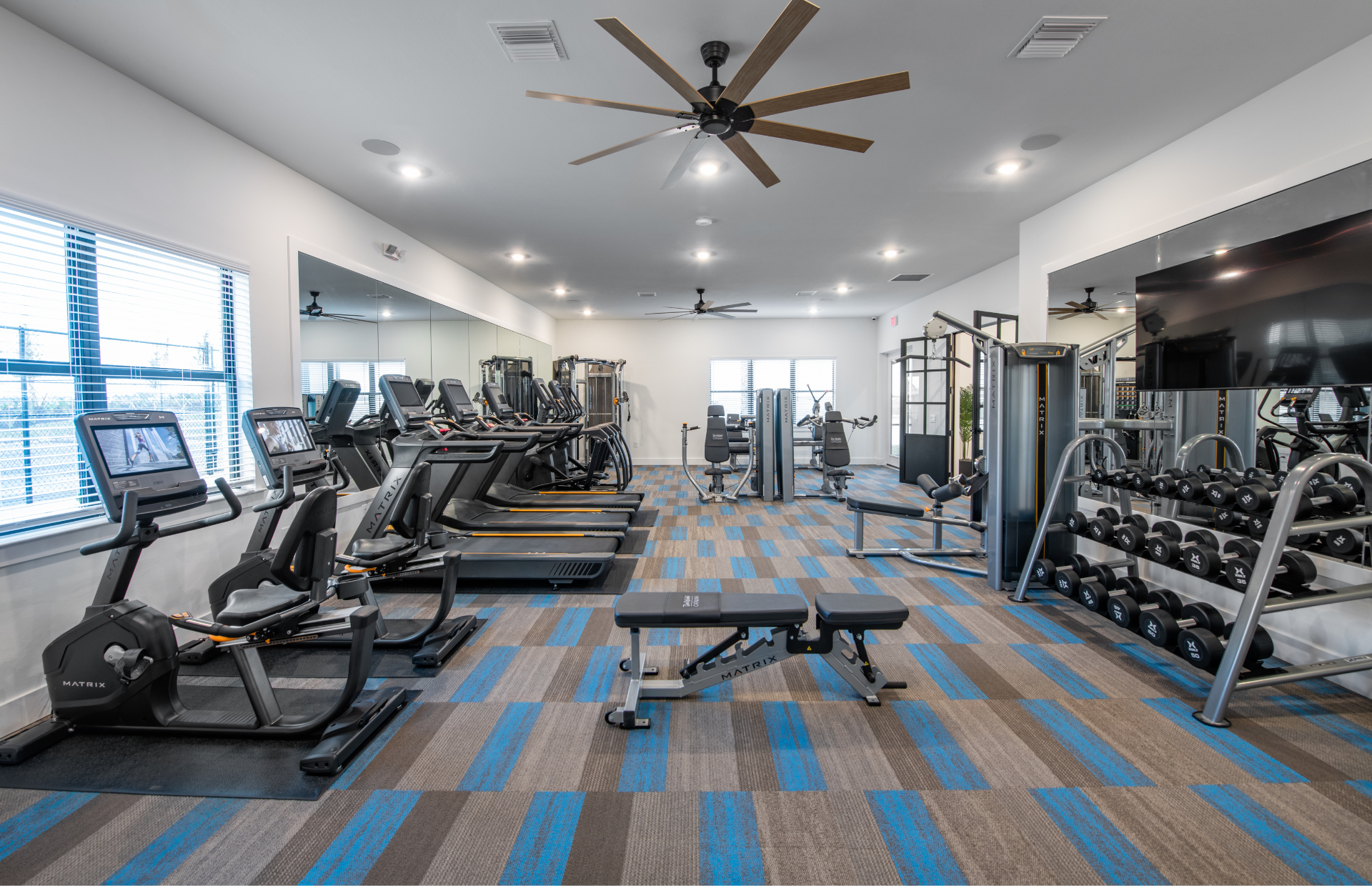 State-of-the-art fitness center with the amenity house, idea for 55+ living