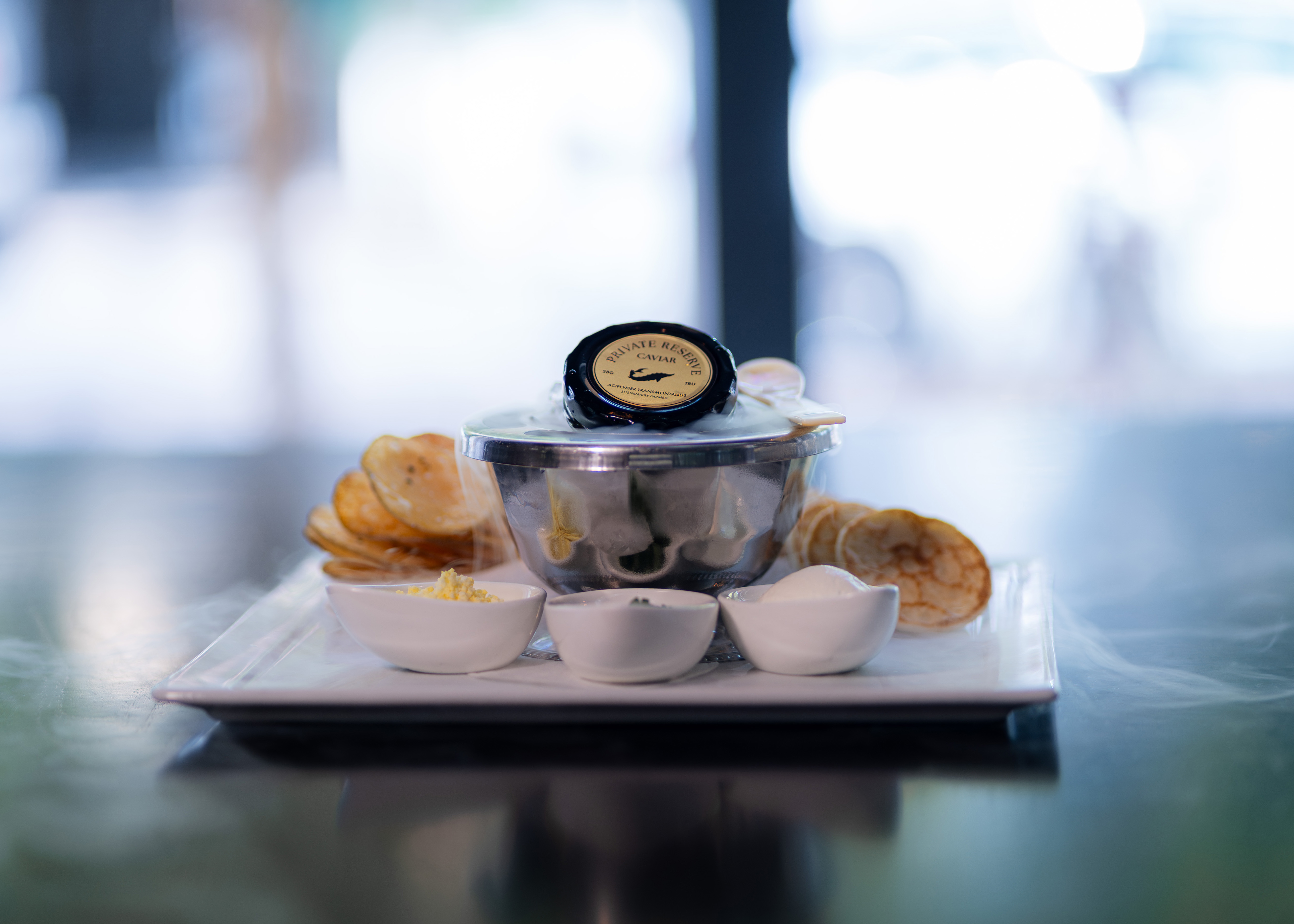 TRU Caviar Service with traditional accoutrements
