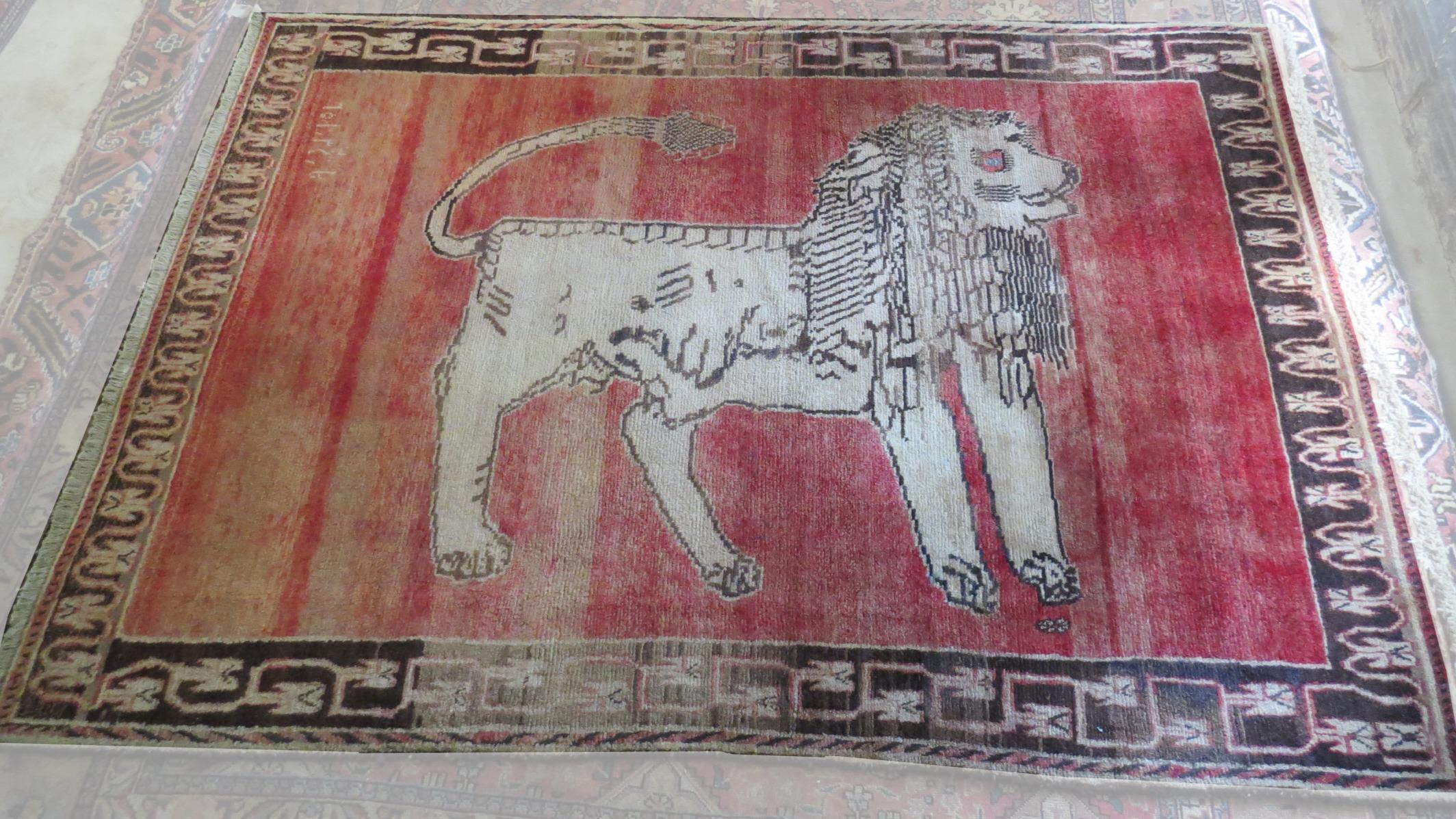 Authentic Persian Lion Rug from Fars - Collector's Rug