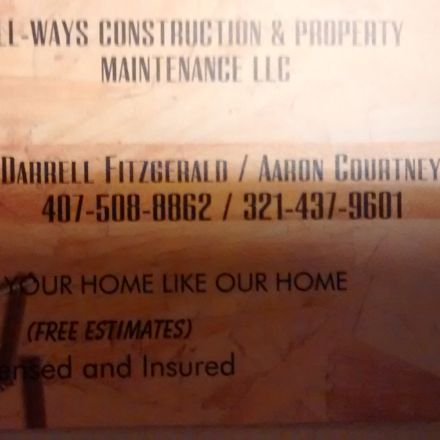 All Ways Construction & Property Maintenance, Llc, Handy Man, Painter, Flooring