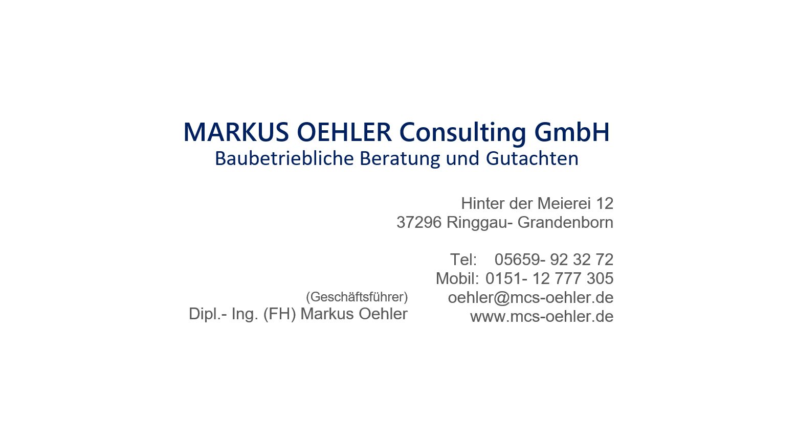 MARKUS OEHLER Consulting GmbH, Hinter der Meierei 12 in Ringgau