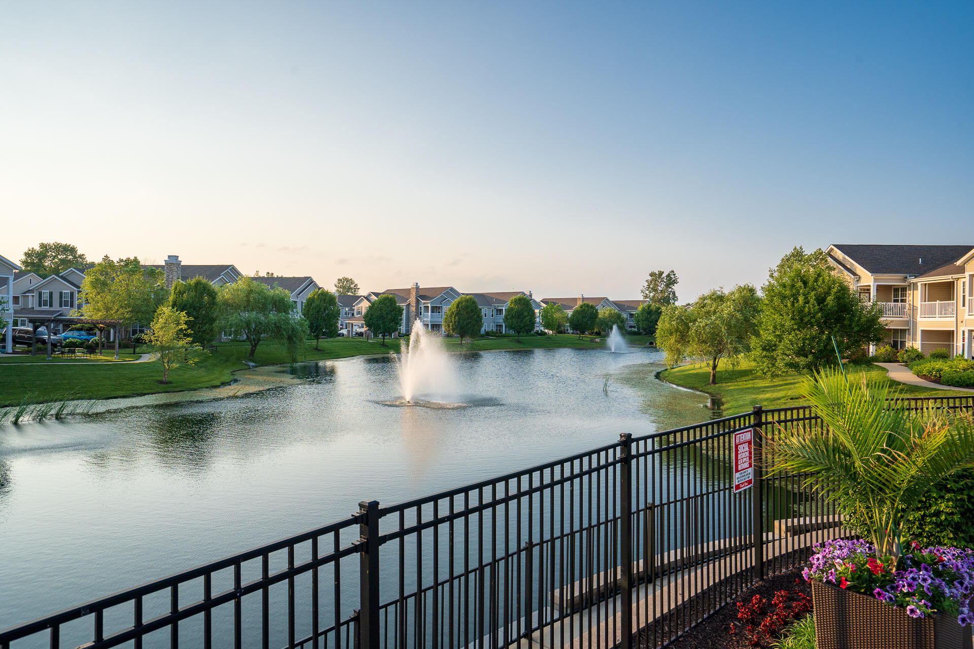 Beautiful Pond Views With Fountain