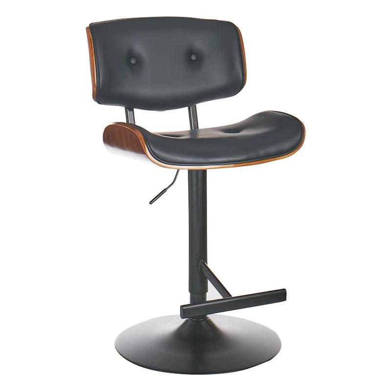 An adjustable faux leather barstool in sleek black from the Crosby St. collection, combining modern design with functionality for bar or counter seating.