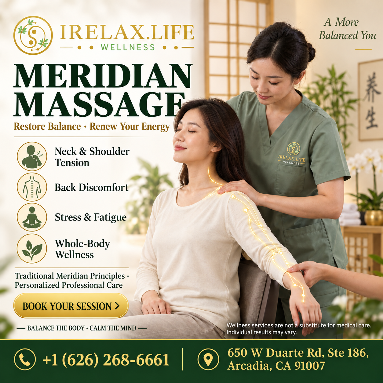 Meridian massage therapy is a specialized bodywork technique based on traditional Chinese medicine that clears energy blockages along the body's meridians.