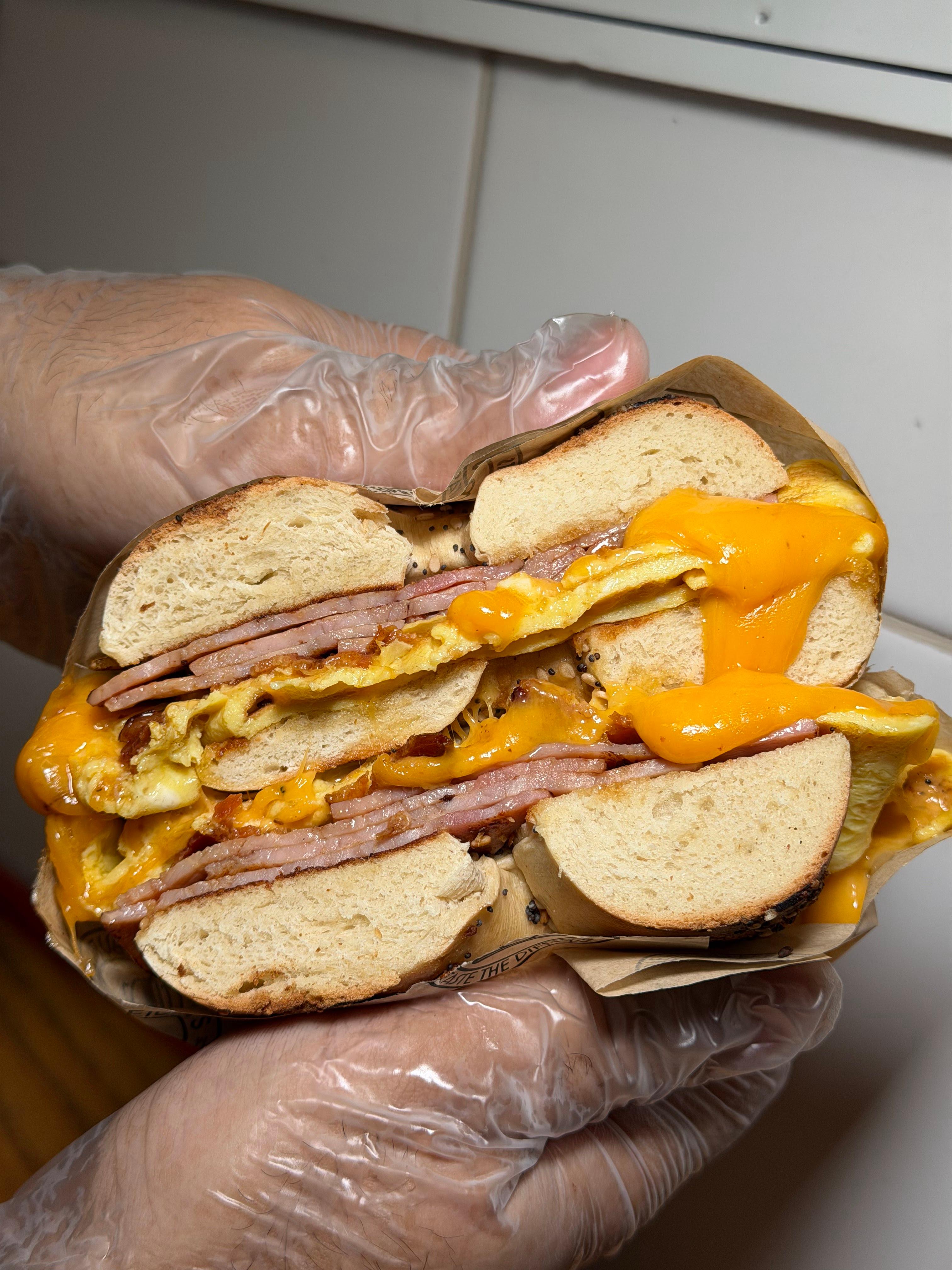 Bagel with Egg, Cheese, and Ham